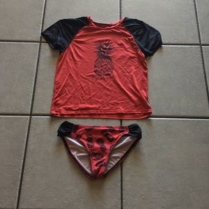 Two piece Pineapple rash guard swimsuit